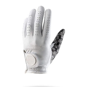 Gants de golf en cuir Cabretta pour hommes, gants de golf avec logo imprimé, cuir véritable antidérapant pour hommes et femmes, main gauche, sport - Product Image 2