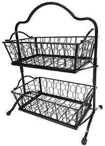 Corbeille à fruits décorative à trois niveaux en métal noir avec motif festonné pour une décoration élégante de la cuisine et de la maison, support de rangement et de présentation - Product Image 4