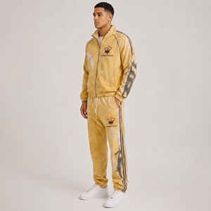 Breathable Men Sun Faded Tracksuit Soft Washed <b>Athletic</b> Set Comfort Fit Jacket And Jogger For Training Daily Casual Wear - Product Image 6