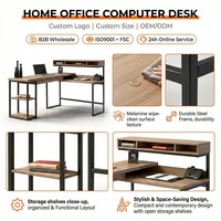 Bureau d'ordinateur GUOGE sur mesure en MDF mélaminé avec cadre métallique, table de travail avec rangement et étagère