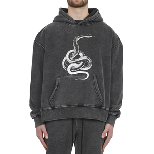 Sudadera con capucha de algodón 100% Unisex, estampado Vintage lavado a la piedra, bordado térmico de gran tamaño para hombres y mujeres de invierno - Product Image 1