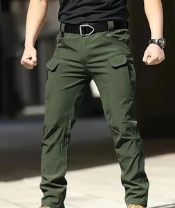 Men's Tactical <b>Work</b> <b>Pants</b> Straight Fit Midweight Canvas Multiple Pockets Breathable Zipper Fly Autumn Style - Product Image 4