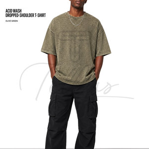 Camisetas de Manga Corta con Lavado Ácido de Último Diseño para Hombre, Camisetas Holgadas de Hombros Caídos, Camisetas Vintage de Diseñador para Hombre, Servicio OEM - Product Image 6