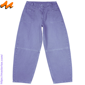 Jean décontracté ample en coton 100 % pour femme Master Textile, style baril, lavable, avec rivets et coupe-cousu de style festif, 8,85 oz - Product Image 3