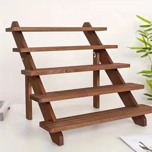 Soportes de madera para flores, juego de 3 estantes escalonados para plantas, diseño rústico para uso en jardín con plantas verdes, ¡muy vendidos! - Product Image 4