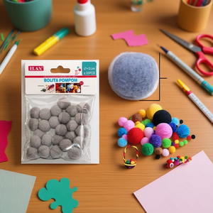 Boule de pompon Ilan 2,0 cm grise 25 pièces décorations artisanales - Product Image 2