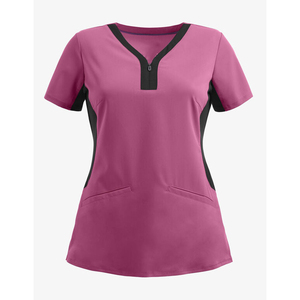Tenues médicales OEM pour femmes, col en V, nylon et élasthanne, vêtements de travail d'hôpital, uniforme confortable, respirant, sur mesure - Product Image 5