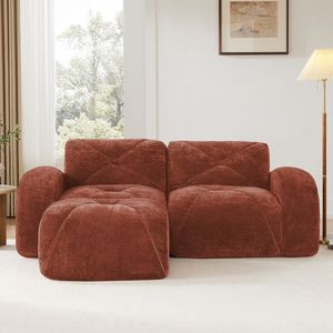 Divano Ergonomico a L Senza Struttura in Velluto Morbido con Design Trapuntato, Spugna ad Alta Densità 32D, Nessun Montaggio Richiesto per Soggiorno - Product Image 3