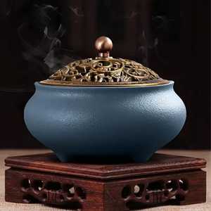 Brûleur d'encens de luxe en métal plaqué or, style gobelet gaufré, porte-bakhoor traditionnel arabe pour spa et yoga - Product Image 5