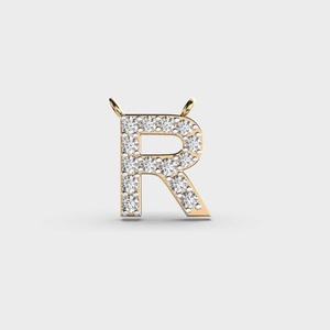 Designer R <b>Initial</b> Pendant Letter R Pendant Round Brilliant Cut Moissanite Pendant Alphabet <b>Necklace</b> 925 Sterling <b>Silver</b> Pendant - Product Image 1