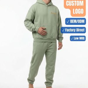 High Quality Cotton Fleece Tracksuit OEM ODM Custom Logo Hoodie <b>Jogger</b> <b>Set</b> - Product Image 1