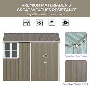 Casetta da Giardino in Metallo Grigio 8FT X 6FT, Ripostiglio Esterno per Attrezzi con Doppia Porta Lucchettabile, Finestra e Prese d'Aria, Spazio Patio in Lega - Product Image 4