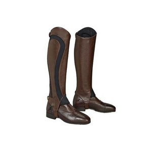 Leather <b>Riding</b> Boots Brown Full Length With Side Zip And Buckle Closure - Product Image 5