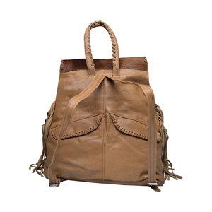 Leather Womens Fashion Backpack <b>Studded</b> Fringe Cowhide Flap <b>Bag</b> Boho Style Designer Western Style Backpacks - Product Image 2