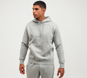 Men's Gray Hooded Tracksuit 100% Cotton Casual Full Length Sweatshirt and Pants Set Solid Color Breathable Autumn Wear - Product Image 5