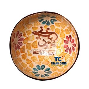 Cuenco de cáscara de coco superventas con patrones de lagarto de nácar, lacado, decorativo, para servir, venta al por mayor B2B, recuerdo - Product Image 1