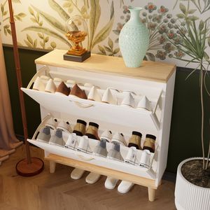 Freestanding Entryway Shoe <b>Storage</b> Cabinet with <b>2</b> Flip <b>Drawers</b> Narrow Shoe Rack Organizer - Product Image 6