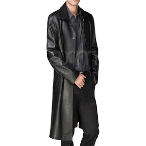 Ropa de exterior de alta calidad para hombre, abrigos de cuero de manga larga para hombre, abrigo largo personalizado OEM. - Product Image 6