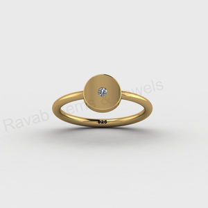 Anillo de Boda Apilable de Plata 925 con Diamante CZ Redondo de 8mm y Baño de Oro de 18k, el Más Vendido, Regalo para Ella - Product Image 6