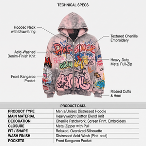 Sudadera con Capucha Personalizada con Bordado y Estampado Graffiti, Lavado Ácido, para Hombre, Tela de Felpa de 480g, Impresión por Descarga para Otoño - Product Image 5