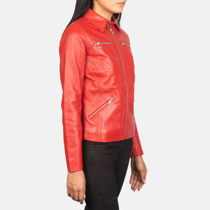 Fashion Leather Jacket Women Real Lambskin Leather Biker Jacket Leather Cropped Moto Style High Quality Fashion Wear - Product Image 4