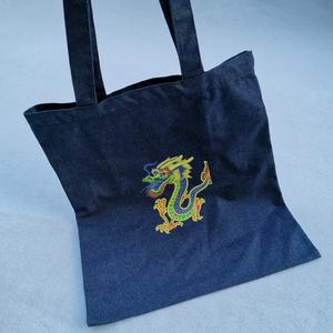 Sac fourre-tout en jean imprimé vintage en promotion avec sac à bandoulière réutilisable en denim pour femme – Idéal pour les tenues décontractées, le shopping, les voyages et le quotidien - Product Image 1