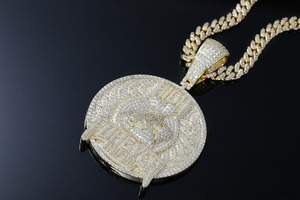 Pendentif Hip-Hop de Haute Qualité en Argent Sterling 925 Plaqué Or 14K, Serti de Zircons Ronds, Vente en Gros Directe Usine de Bijoux - Product Image 3
