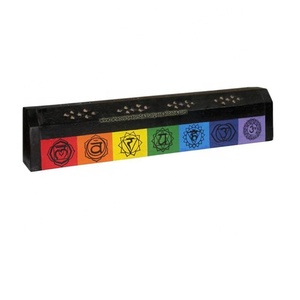 Wholesale Traditional Style Wooden <b>Incense</b> Coffin Box Holder with Seven Chakra Seven Color for <b>Incense</b> Stick <b>Cone</b> <b>Burner</b> Holder - Product Image 1