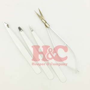 Nuevo Set de Pinzas y Tijeras para Cejas Blancas de Acero Inoxidable, 3 Pinzas y 1 Tijera, Oferta con Logo - Product Image 2