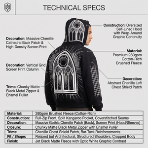 Premium <b>Men's</b> Cotton Brushed Fleece Full Zip Oversized Streetwear Hoodie Custom Heavyweight Chenille Patch <b>Gothic</b> Graphic <b>Jacket</b> - Product Image 5