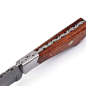 Couteau de cuisine utilitaire, lame en acier damas à motif ultra-affûté, couteau de chef artisanal de qualité supérieure, manche en bois, vente en gros - Product Image 2