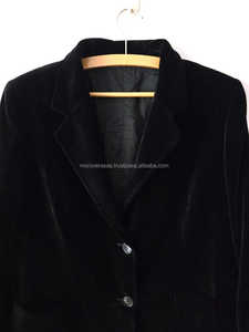 Blazer court en velours noir vintage, blazer court élégant, veste formelle noire classique, blazer de bureau - Product Image 3