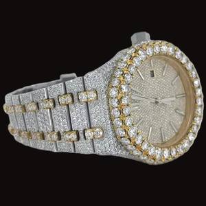 Reloj de Lujo con Incrustaciones de Moissanita, Tono Oro Rosa y Plata, Esfera Completamente Pavimentada, Estilo Hip Hop, Reloj de Pulsera Unisex - Product Image 2