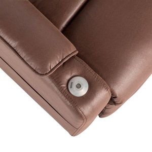 Poltrona Reclinabile Moderna in Vera Pelle Marrone con Meccanismo Manuale, Vassoio Estensibile e Rivestimento Trapuntato - Product Image 5