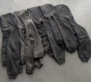 Sudadera con capucha extragrande personalizada para hombre, estilo urbano, con cremallera, de algodón 100% de alto gramaje, corte holgado, lavado ácido, tipo jersey. - Product Image 6