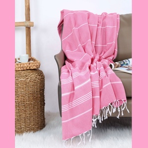 Pure jeté XL vente en gros couvertures turques jeté couverture de luxe pour canapé décor de maison personnalisé 100% coton 150x200 cm rose foncé - Product Image 1