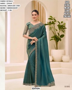 Sari brodé royal avec chemisier – Traditionnel pour mariage et fête de Diwali, pour femme, infroissable et anti-humidité - Product Image 4