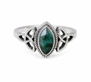 Anillo de Esmeralda Verde Natural con Corte Marquesa, Plata de Ley 925, Anillo de Piedras Preciosas Hecho a Mano, Regalo de Piedra de Nacimiento de Mayo para Mujer - Product Image 1
