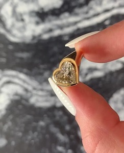 Heart Cut Lab Grown <b>Diamond</b> <b>Ring</b> 3CT 14k Yellow Gold Bezel Signet <b>Ring</b> Minimal Engagement Promise <b>Ring</b> Modern Style - Product Image 3