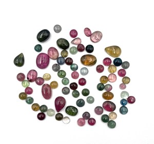 Tourmaline naturelle multicolore, cabochon, formes variées, pierres précieuses en vrac, 8-12 mm, certifiées IGI, pour la fabrication de bijoux - Product Image 3