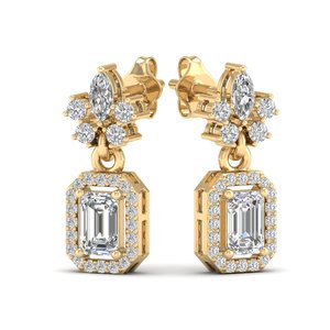 REYES Original Design 14K Solid Gold 1.85 Carat Lab Grown Diamond Screw <b>Back</b> <b>Drop</b> Earrings For Women Handmade Fine Jewelry - Product Image 6