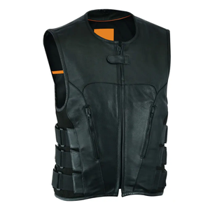 Veste en cuir de moto pour homme, style course, en cuir véritable, fermeture éclair sur le devant, haute protection, décontractée, pour la conduite urbaine - Grande Vente - Product Image 1