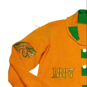 FAMU Rattler <b>Cardigan</b> Sweater for Women Double Breasted Embroidery Solid Simple Knitted High Quality Low V-neck <b>Thick</b> Quick Dry - Product Image 5
