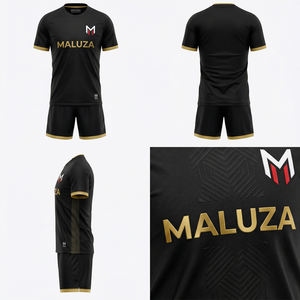 Ensemble de maillot et short de football noir et or de qualité supérieure, logo personnalisé, uniforme d'entraînement de football, vêtements de sport pour hommes - Product Image 5