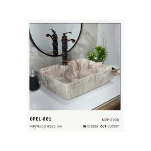 อ่างล้างหน้าเซรามิกแบบวางบนเคาน์เตอร์สีขาวด้าน Opel 803 สำหรับติดตั้งในห้องน้ำสไตล์โมเดิร์นสุดหรู - Product Image 5