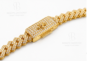 Premium Cuban link chain <b>necklace</b> in 18K yellow gold iced out with hand set lab grown diamonds bold hip hop luxury <b>statement</b> - Product Image 5