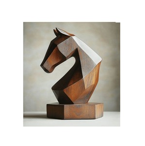 Sculpture en bois élégante, art décoratif fait main, statue pour la décoration intérieure de la maison, du salon, de l'hôtel, du bureau - Product Image 3