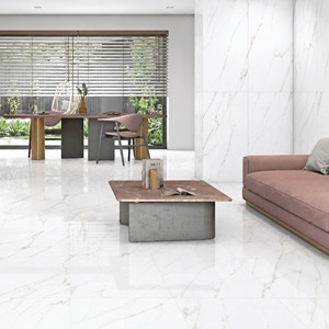 Baldosas de Porcelana Sólida Brillante Canna White, 600x1200mm, Diseño Moderno, Adhesivas para Sala de Estar - Product Image 1