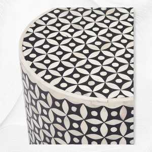 Belladec Modern Antique Geometric <b>Round</b> Bone Inlay <b>Console</b> <b>Table</b> Crescent International Design Living Room Home Furniture Delhi - Product Image 5