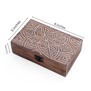 Caja de madera de mango macizo tallada a mano de diseño antiguo de primera calidad, joyero de madera para regalos, venta al por mayor de fábrica al mejor precio, único - Product Image 4